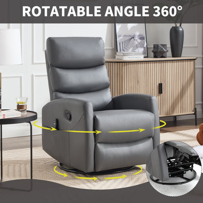 Heat Massage Manual Recliner Chair with Rocker and Swivel in Fabric for Living Room, Grey - 1st Choice Furniture Direct