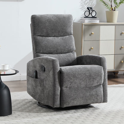 Heat Massage Manual Recliner Chair with Rocker and Swivel in Fabric for Living Room, GREY - 1st Choice Furniture Direct