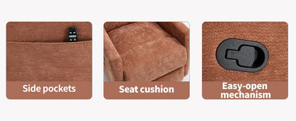 Heat Massage Manual Recliner Chair with Rocker and Swivel in Fabric for Living Room, Orange - 1st Choice Furniture Direct