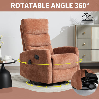 Heat Massage Manual Recliner Chair with Rocker and Swivel in Fabric for Living Room, Orange - 1st Choice Furniture Direct
