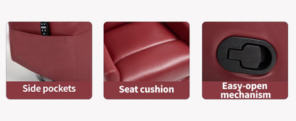 Heat Massage Manual Recliner Chair with Rocker and Swivel in Fabric for Living Room, Red - 1st Choice Furniture Direct