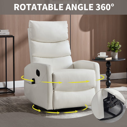 Heat Massage Manual Recliner Chair with Rocker and Swivel in Fabric for Living Room, White - 1st Choice Furniture Direct