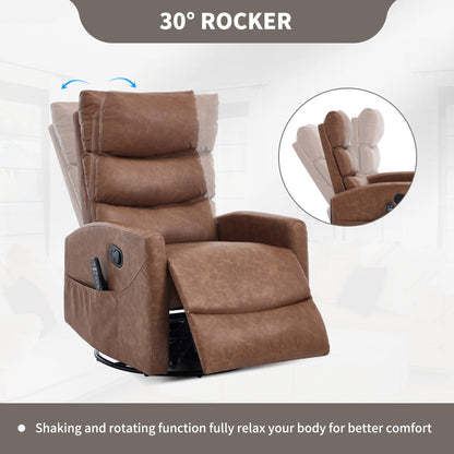 Heat Massage Manual Recliner Chair with Rocker and Swivel in Fabric for Living Room, Yellow - 1st Choice Furniture Direct