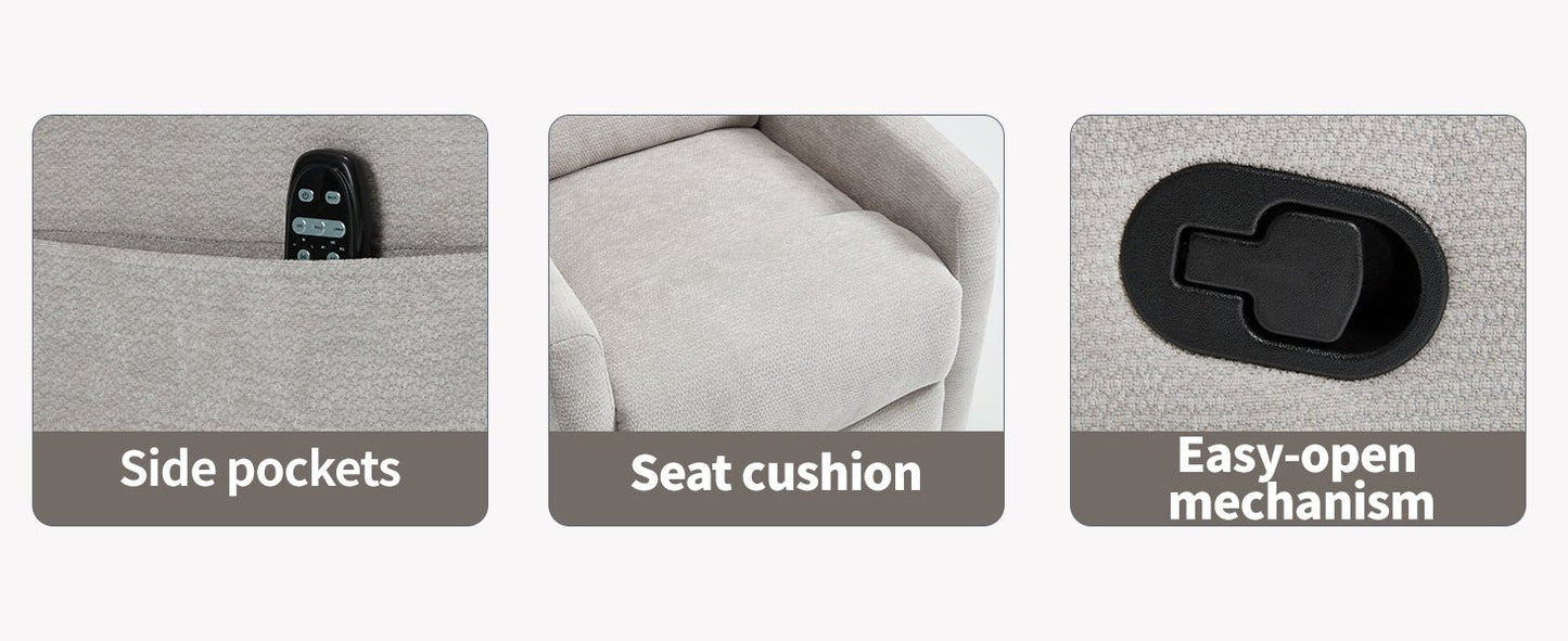 Heat Massage Manual Recliner Chair with Rocker and Swivel in Fabric for Living Room,Grey - 1st Choice Furniture Direct