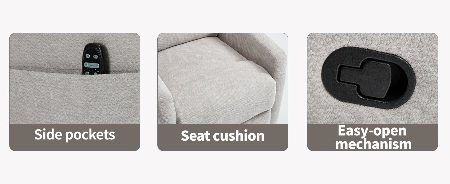 Heat Massage Manual Recliner Chair with Rocker and Swivel in Fabric for Living Room,Grey - 1st Choice Furniture Direct