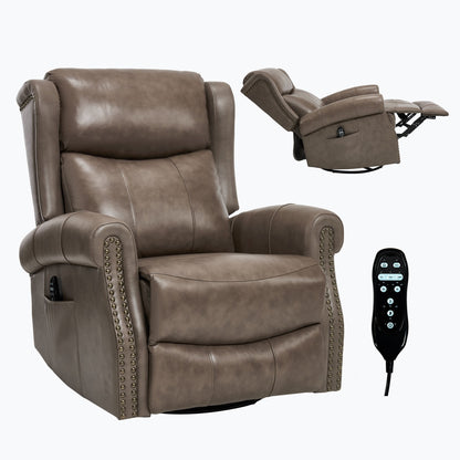 Heat Massage Manual Recliner Chair with Rocker and Swivel in Genuine leather for Living Room - 1st Choice Furniture Direct