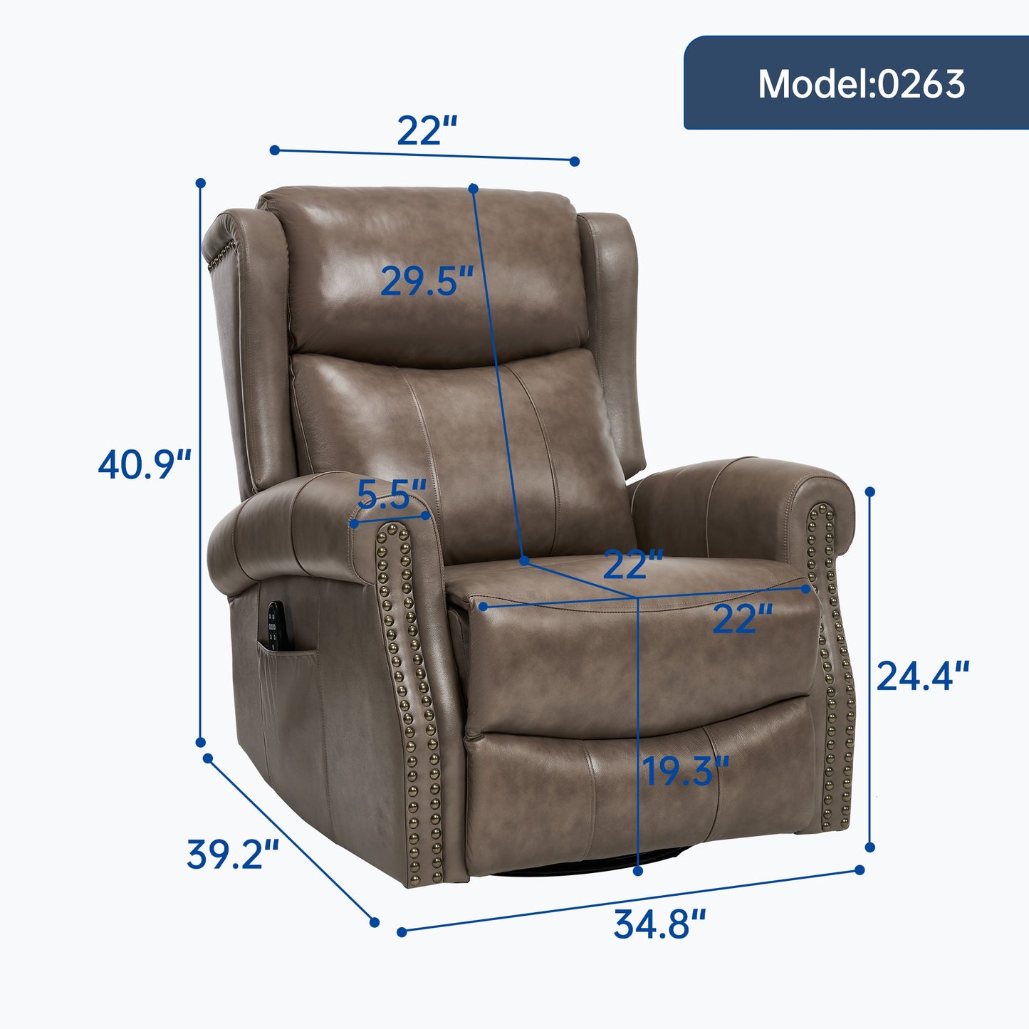 Heat Massage Manual Recliner Chair with Rocker and Swivel in Genuine leather for Living Room - 1st Choice Furniture Direct