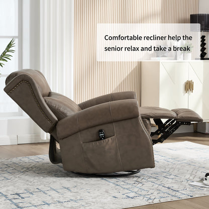 Heat Massage Manual Recliner Chair with Rocker and Swivel in Genuine leather for Living Room - 1st Choice Furniture Direct