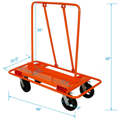 Heavy Duty Drywall Sheet Cart & Panel Dolly 2400lbs load capacity,panel service cart ,8' Black Mold - On Rubber Wheels - 1st Choice Furniture Direct