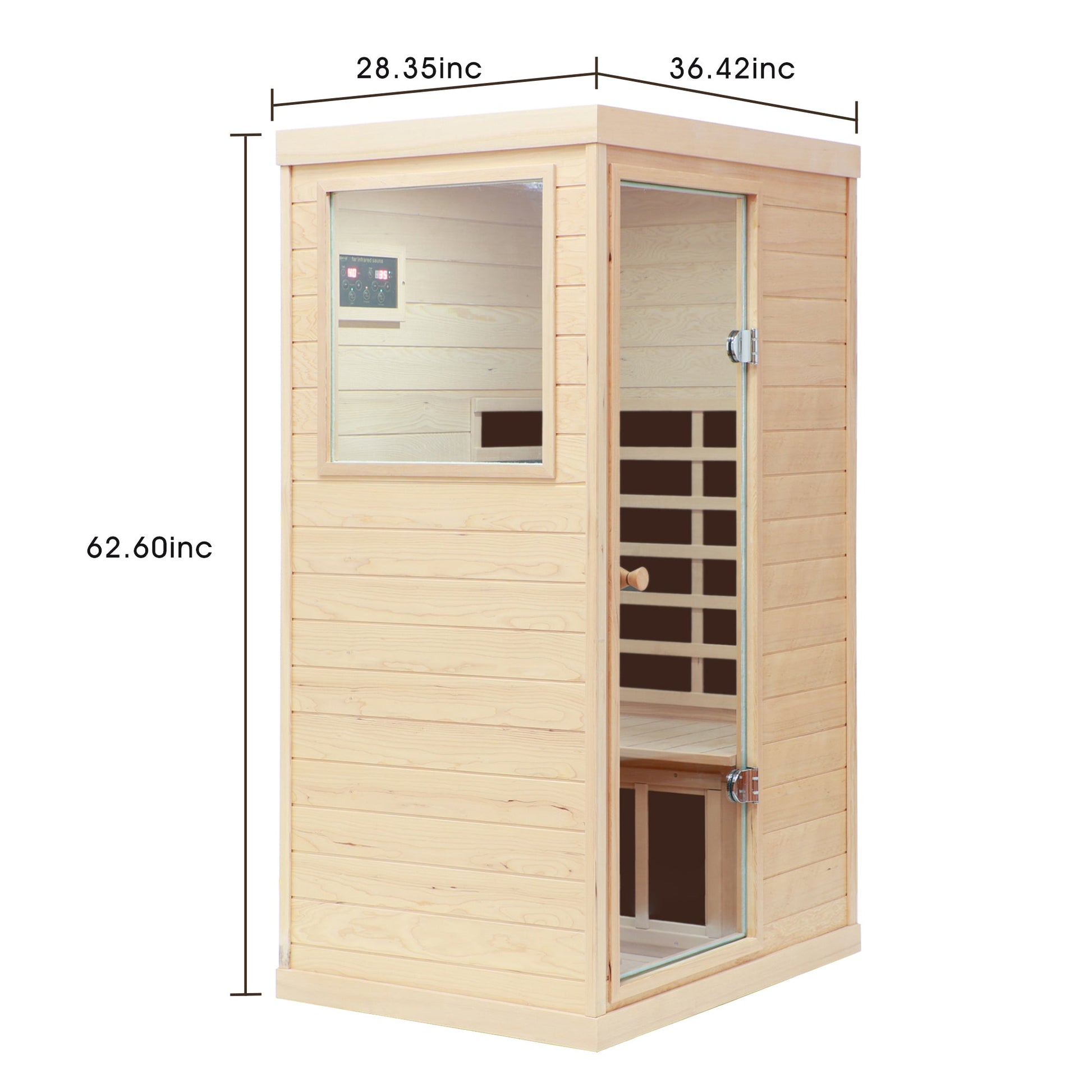 Hemlock Mini One Person Far Infrared Sauna with Left Door, Natural Hemlock Wood, 36.42 x 28.35 x 62.60 inches - 1st Choice Furniture Direct