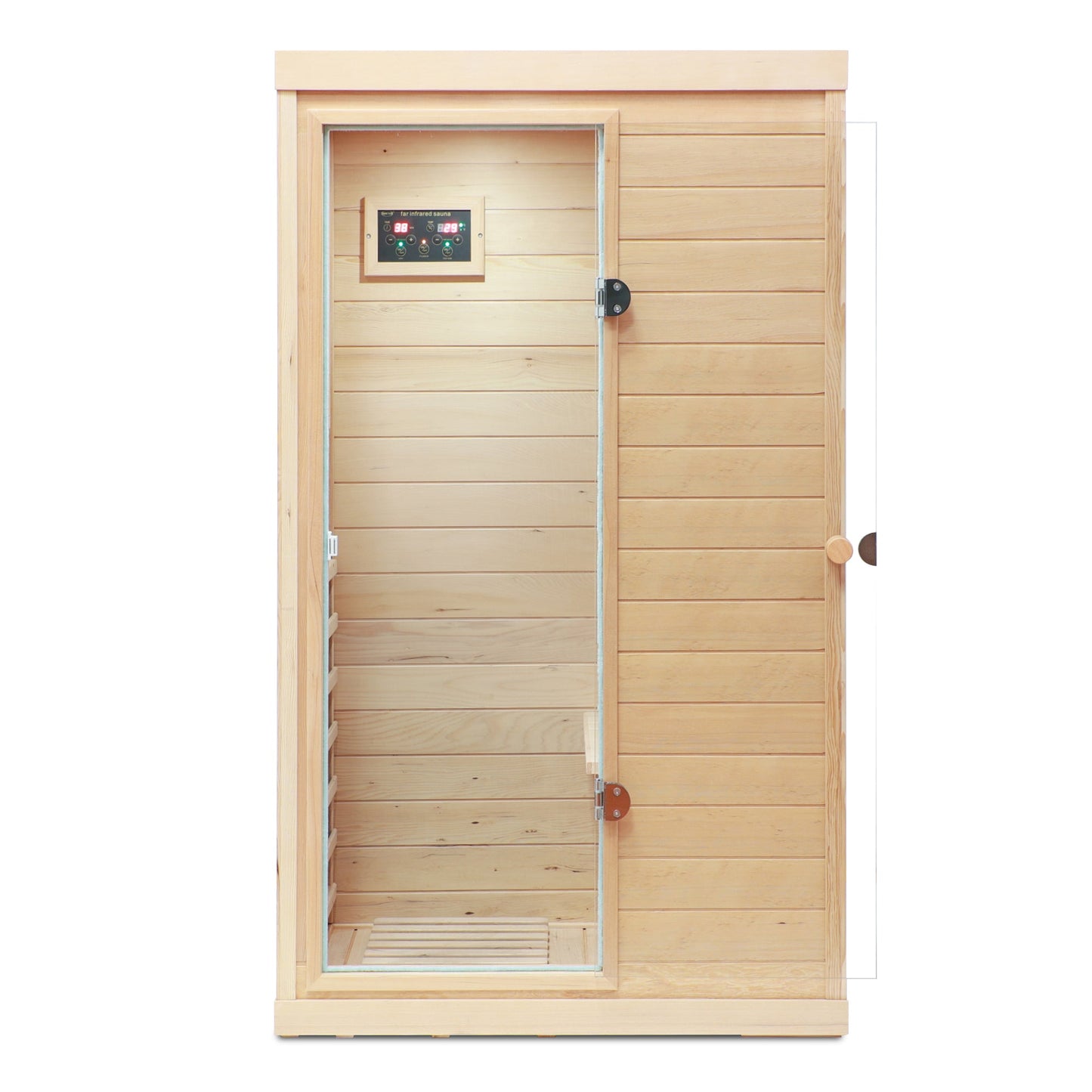 Hemlock Mini One Person Far Infrared Sauna with Left Door, Natural Hemlock Wood, 36.42 x 28.35 x 62.60 inches - 1st Choice Furniture Direct