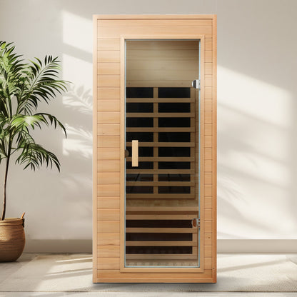Hemlock One - person Far Infrared Roof Embedded Indoor Sauna Room Natural Hemlock 33.7x33.46x72.83 inches - 1st Choice Furniture Direct