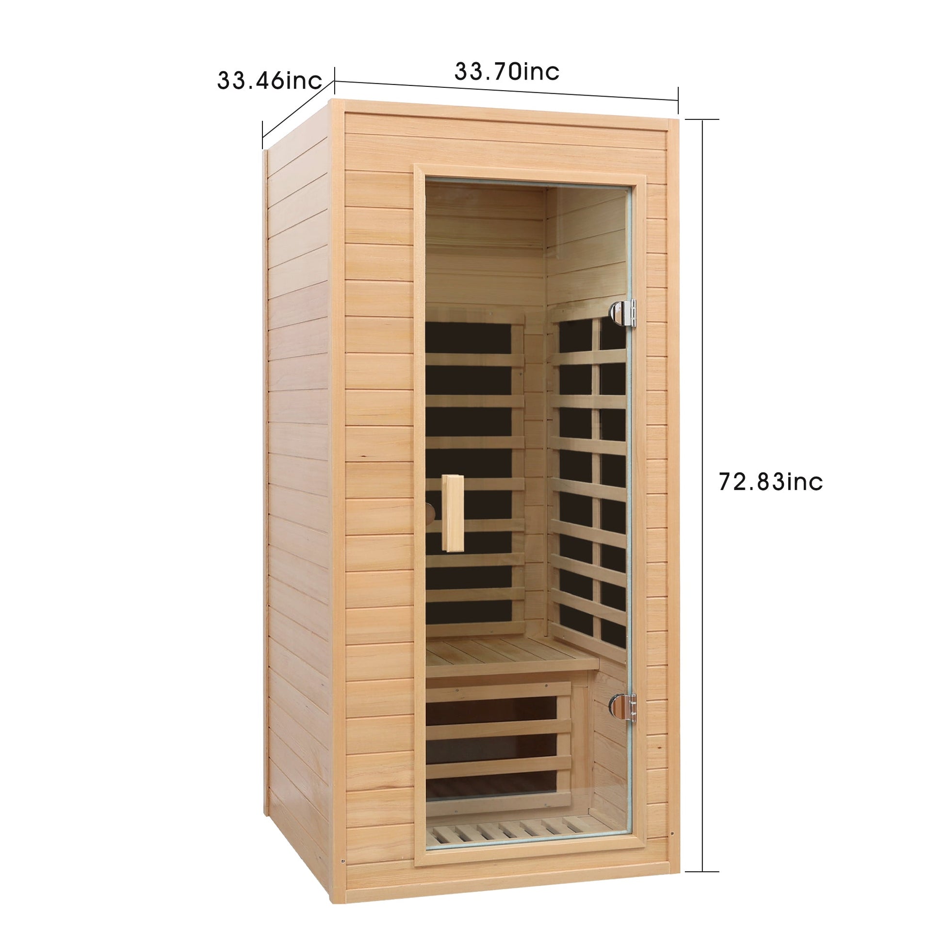 Hemlock One - person Far Infrared Roof Embedded Indoor Sauna Room Natural Hemlock 33.7x33.46x72.83 inches - 1st Choice Furniture Direct