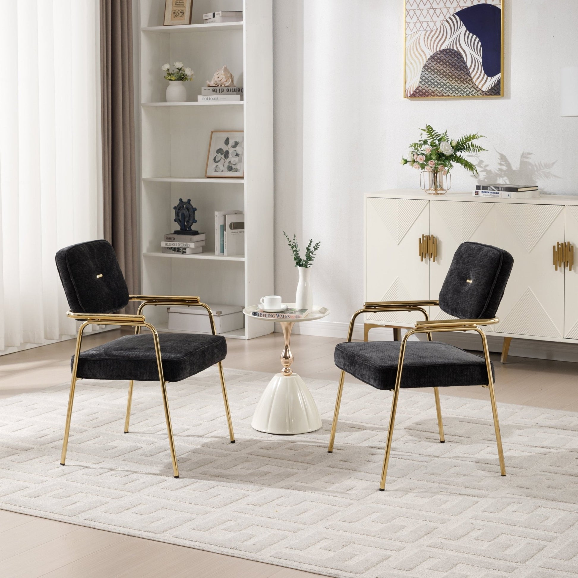 Hengming leisure chair, detachable armrest, iron feet, suitable for dining room and living room,set of 2 - 1st Choice Furniture Direct