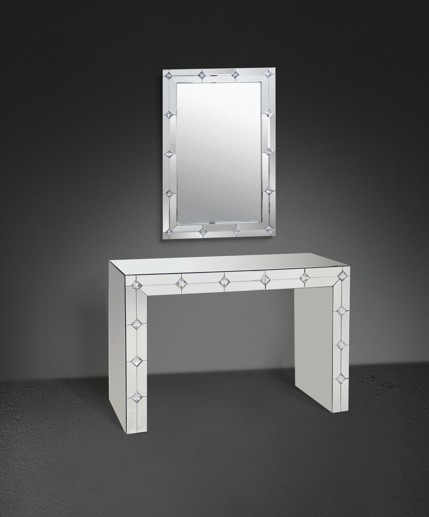 Hessa Mirrored & Faux Rhinestone Console Table (Assembled) - 1st Choice Furniture Direct