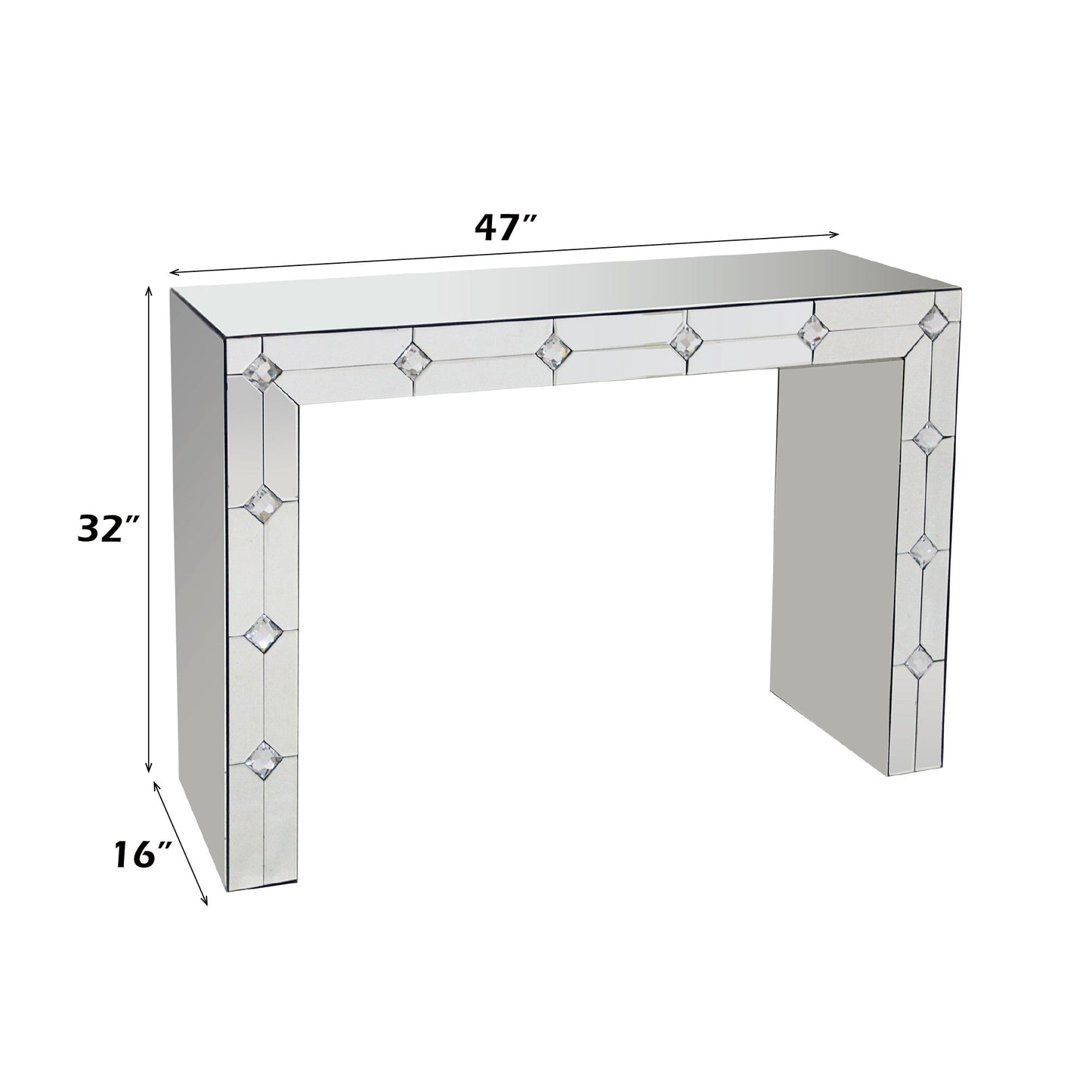 Hessa Mirrored & Faux Rhinestone Console Table (Assembled) - 1st Choice Furniture Direct