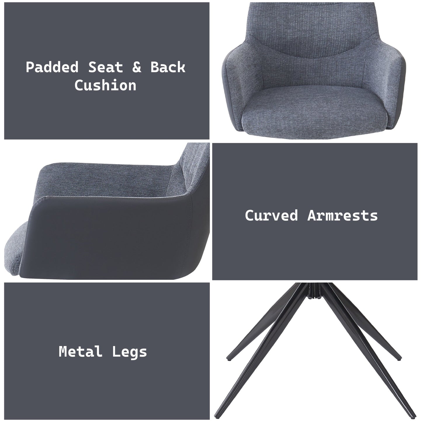 Hester Gray Fabric Arm Chair (Set of 2) - 1st Choice Furniture Direct