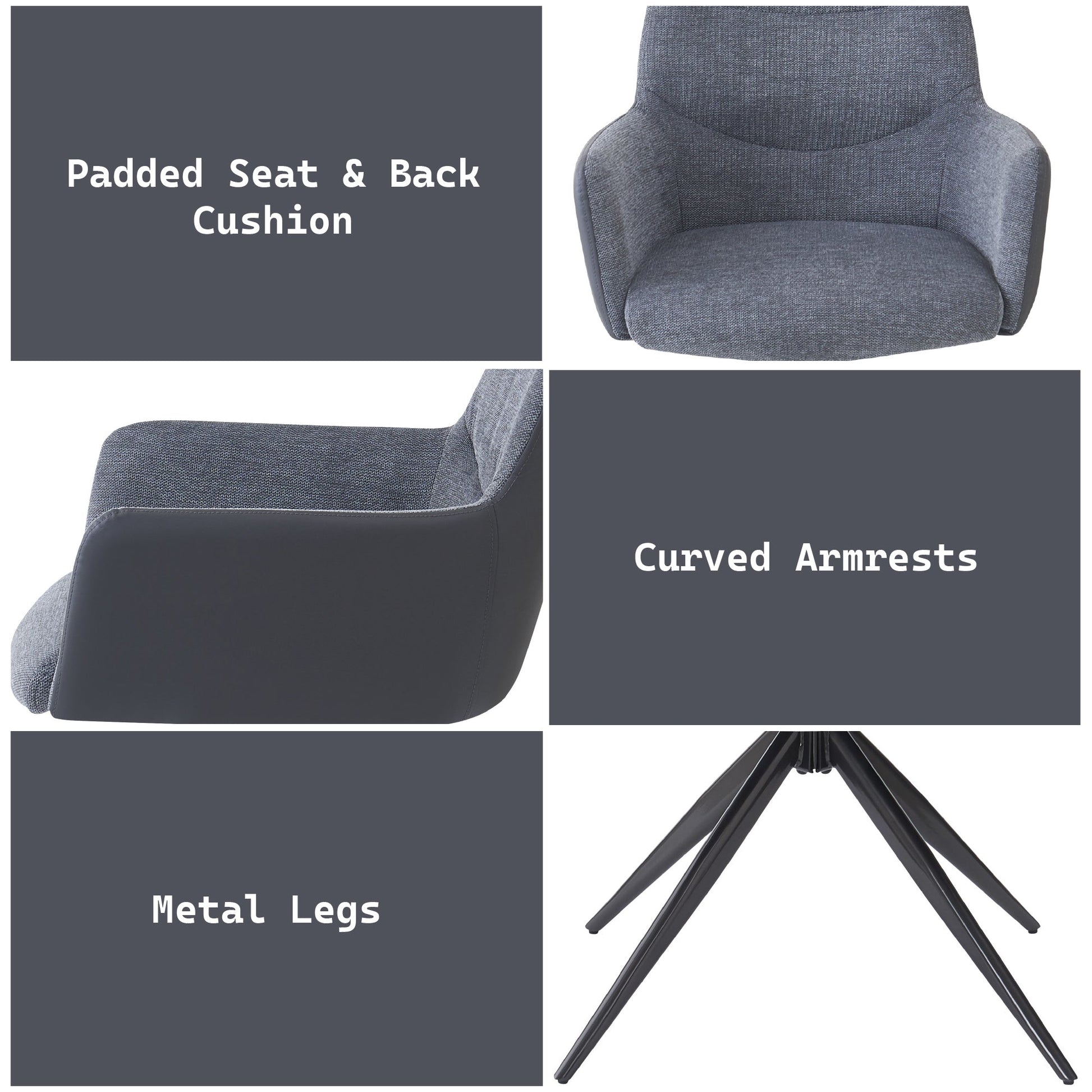Hester Gray Fabric Arm Chair (Set of 2) - 1st Choice Furniture Direct