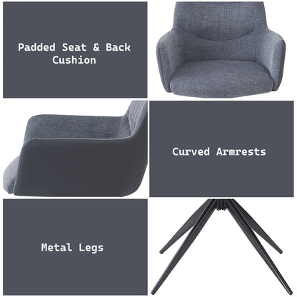 Hester Gray Fabric Arm Chair (Set of 2) - 1st Choice Furniture Direct