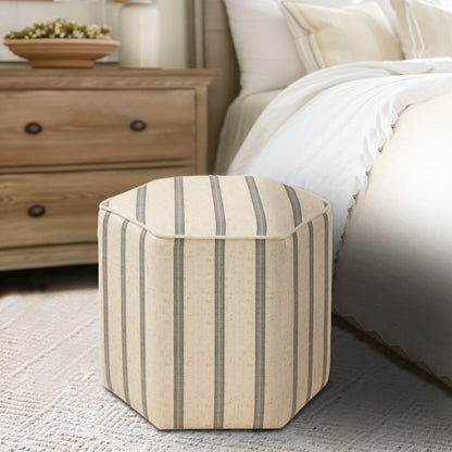Hexagonal Accent Ottoman with Printed Stripe Upholstery - 1st Choice Furniture Direct