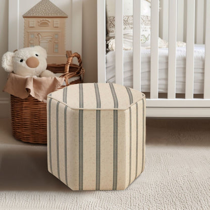 Hexagonal Accent Ottoman with Printed Stripe Upholstery - 1st Choice Furniture Direct