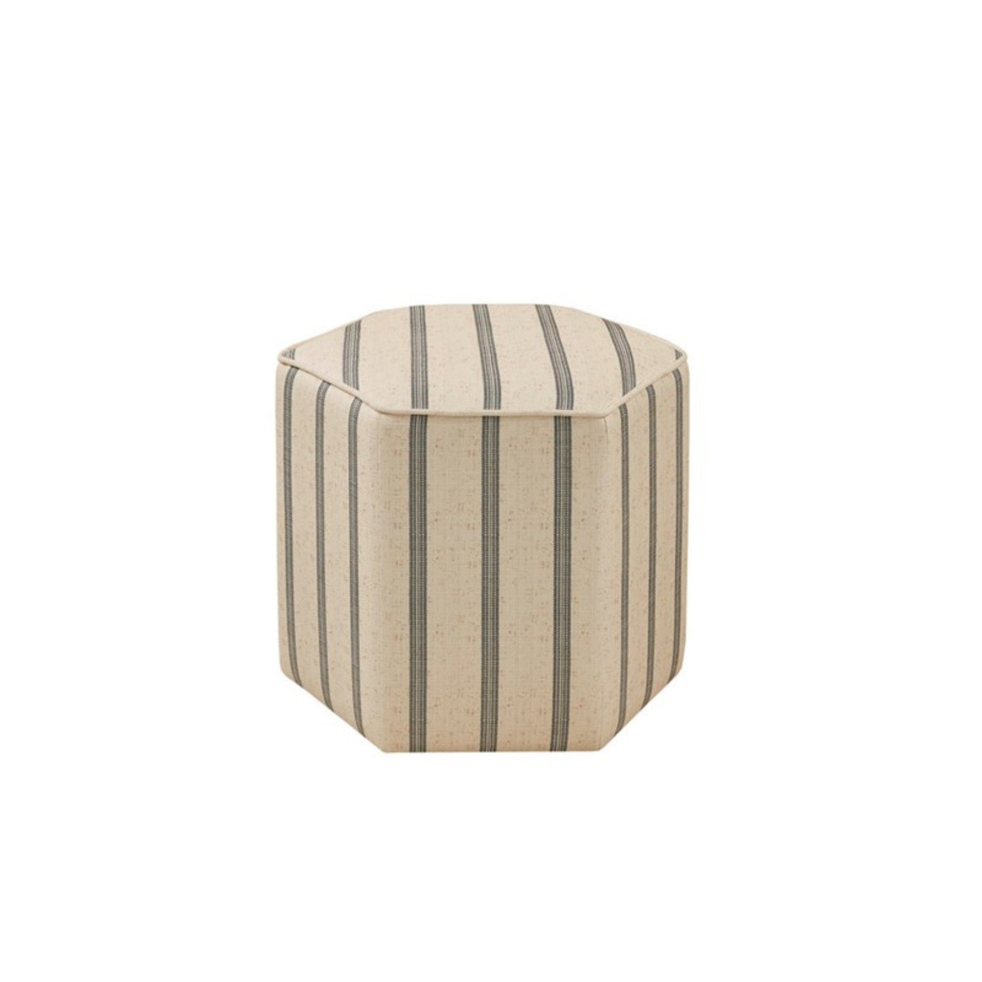 Hexagonal Accent Ottoman with Printed Stripe Upholstery - 1st Choice Furniture Direct