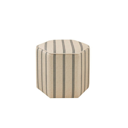 Hexagonal Accent Ottoman with Printed Stripe Upholstery - 1st Choice Furniture Direct
