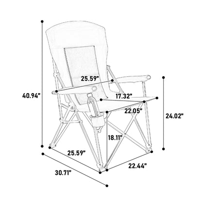 High Back Heavy Duty Lawn Chair Support 250LBS, Portable Collapsible Chair with Cup Holder -Blue - 1st Choice Furniture Direct