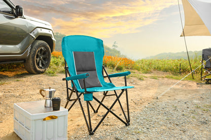High Back Heavy Duty Lawn Chair Support 250LBS, Portable Collapsible Chair with Cup Holder -Blue - 1st Choice Furniture Direct