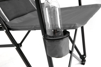 High Back Heavy Duty Lawn Chair Support 250LBS, Portable Collapsible Chair with Cup Holder - Grey - 1st Choice Furniture Direct
