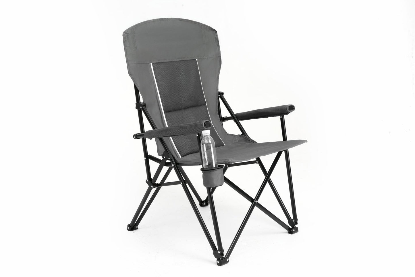 High Back Heavy Duty Lawn Chair Support 250LBS, Portable Collapsible Chair with Cup Holder - Grey - 1st Choice Furniture Direct