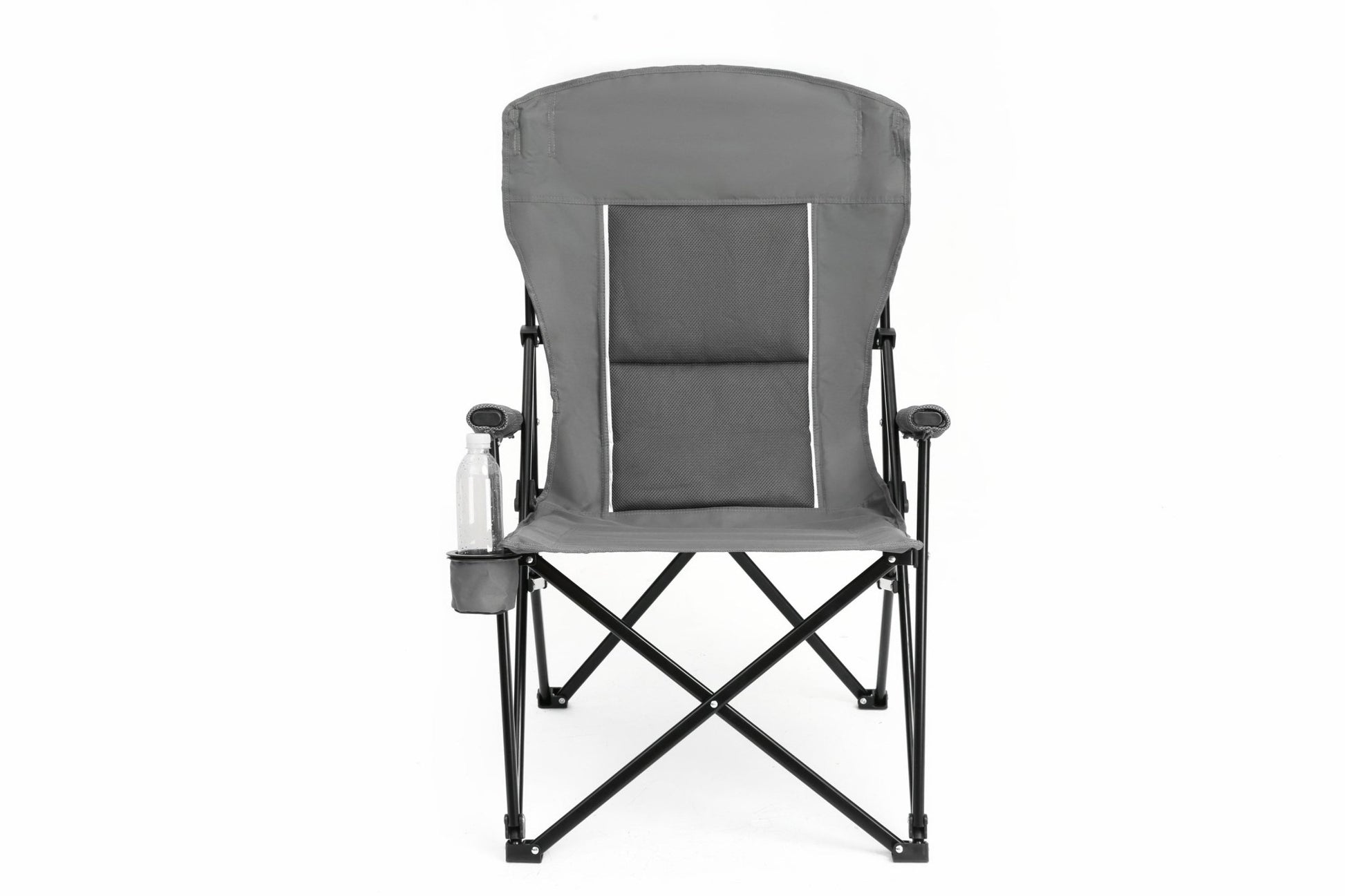 High Back Heavy Duty Lawn Chair Support 250LBS, Portable Collapsible Chair with Cup Holder - Grey - 1st Choice Furniture Direct