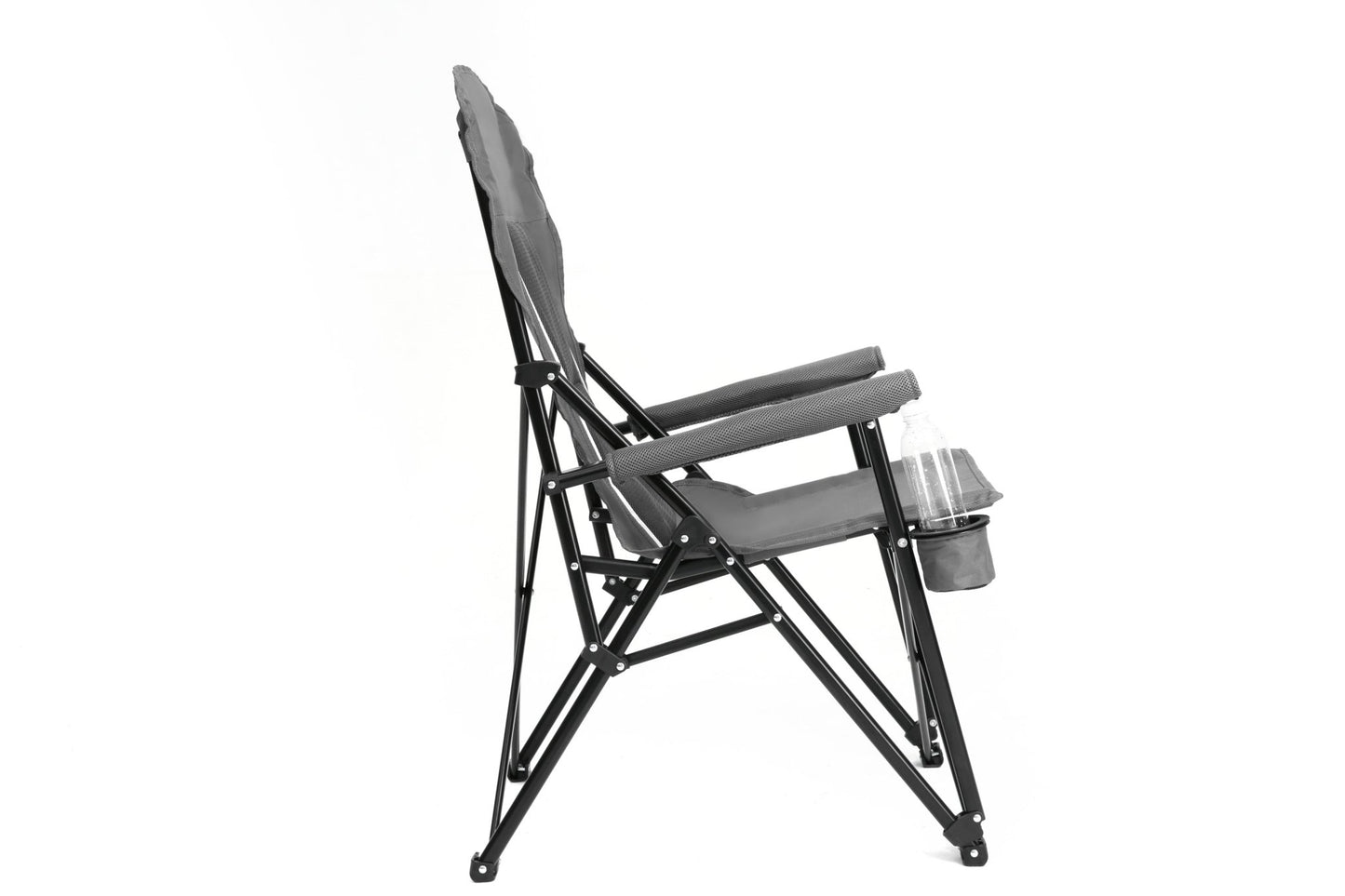 High Back Heavy Duty Lawn Chair Support 250LBS, Portable Collapsible Chair with Cup Holder - Grey - 1st Choice Furniture Direct