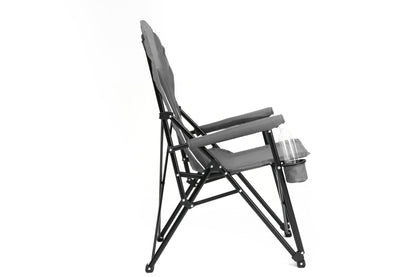 High Back Heavy Duty Lawn Chair Support 250LBS, Portable Collapsible Chair with Cup Holder - Grey - 1st Choice Furniture Direct
