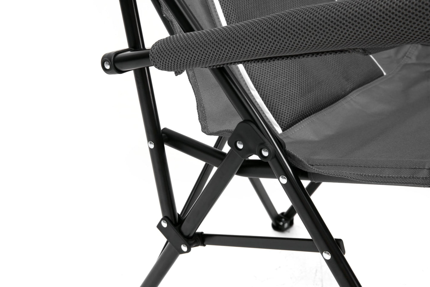 High Back Heavy Duty Lawn Chair Support 250LBS, Portable Collapsible Chair with Cup Holder -Grey - 1st Choice Furniture Direct