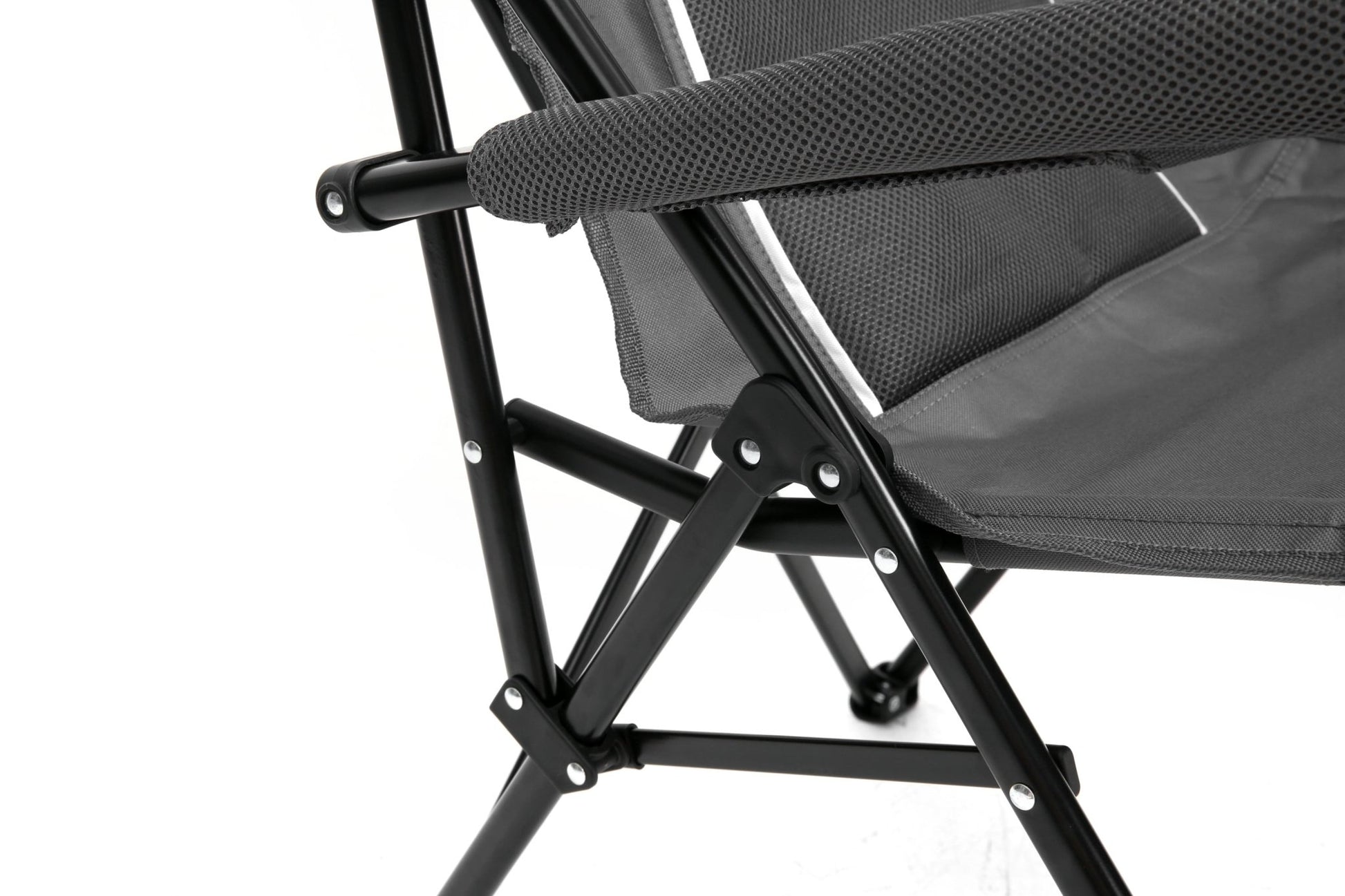 High Back Heavy Duty Lawn Chair Support 250LBS, Portable Collapsible Chair with Cup Holder - Grey - 1st Choice Furniture Direct