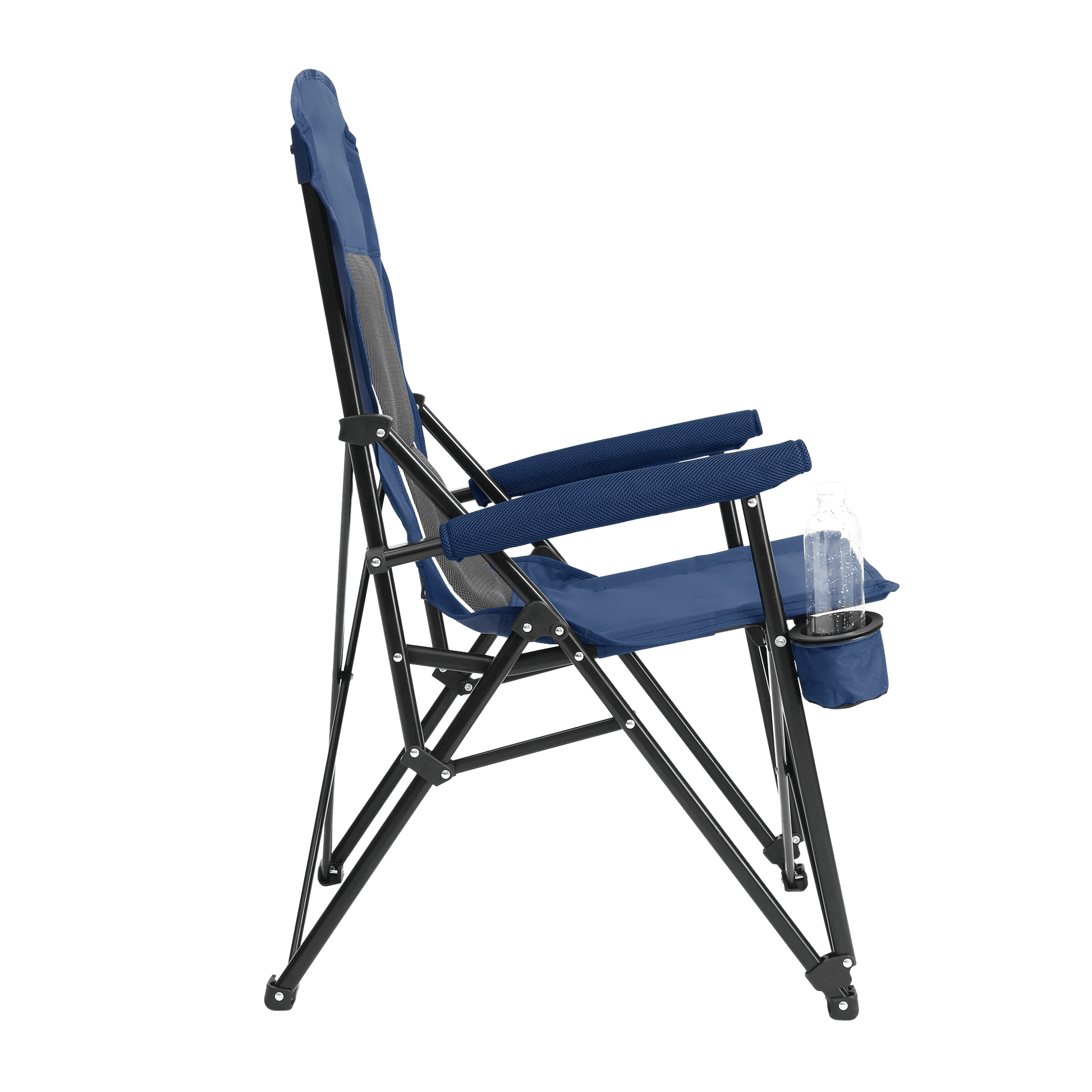 High Back Heavy Duty Lawn Chair Support 250LBS, Portable Collapsible Chair with Cup Holder - Navy blue - 1st Choice Furniture Direct