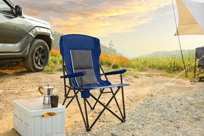 High Back Heavy Duty Lawn Chair Support 250LBS, Portable Collapsible Chair with Cup Holder - Navy blue - 1st Choice Furniture Direct