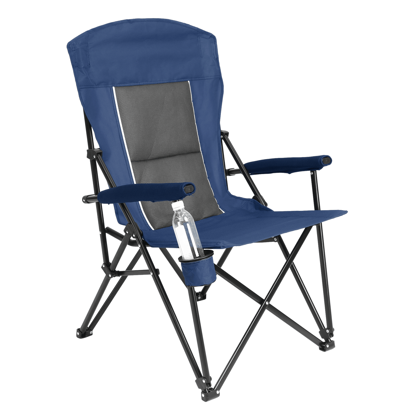 High Back Heavy Duty Lawn Chair Support 250LBS, Portable Collapsible Chair with Cup Holder - Navy blue - 1st Choice Furniture Direct