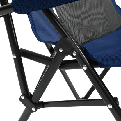 High Back Heavy Duty Lawn Chair Support 250LBS, Portable Collapsible Chair with Cup Holder - Navy blue - 1st Choice Furniture Direct