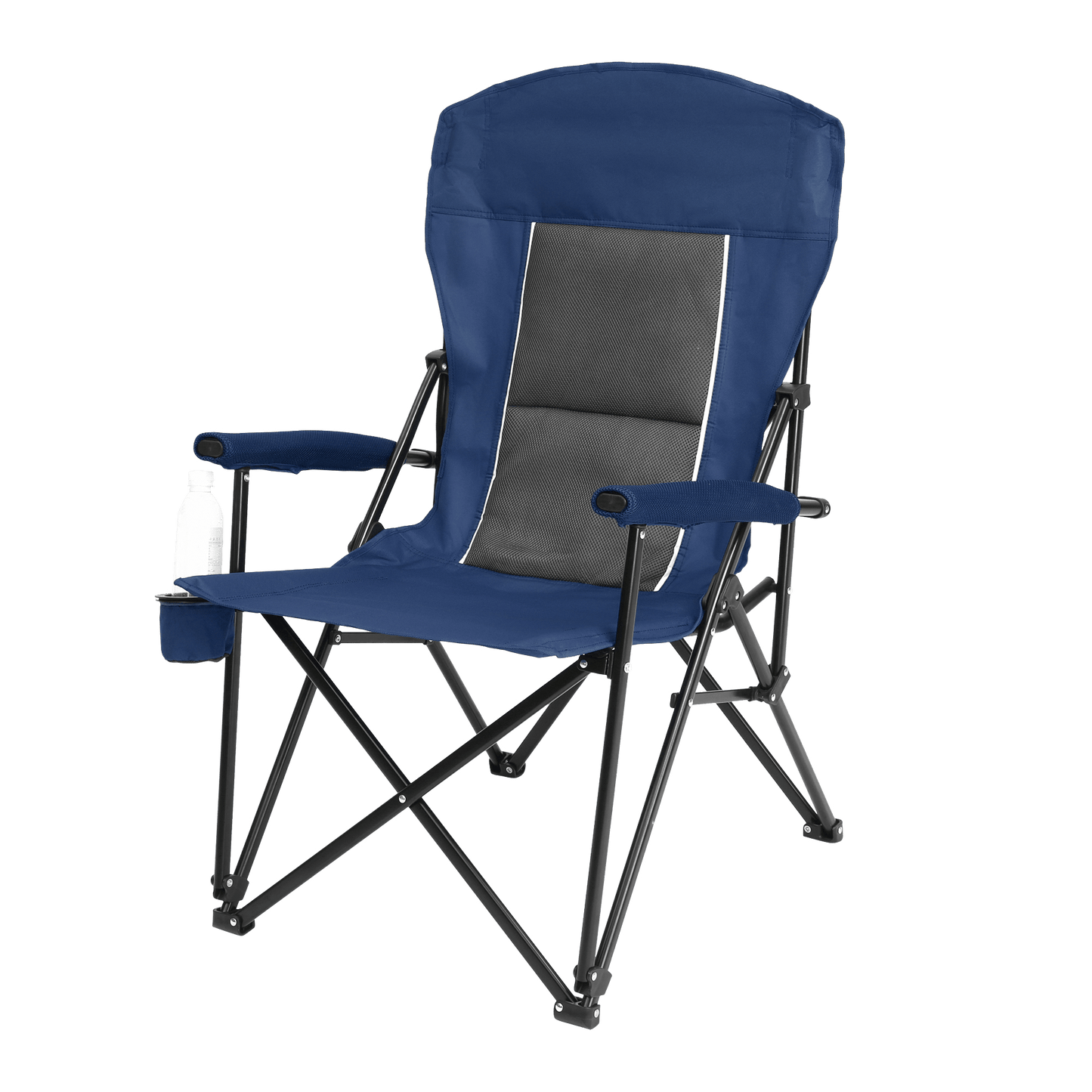 High Back Heavy Duty Lawn Chair Support 250LBS, Portable Collapsible Chair with Cup Holder - Navy blue - 1st Choice Furniture Direct