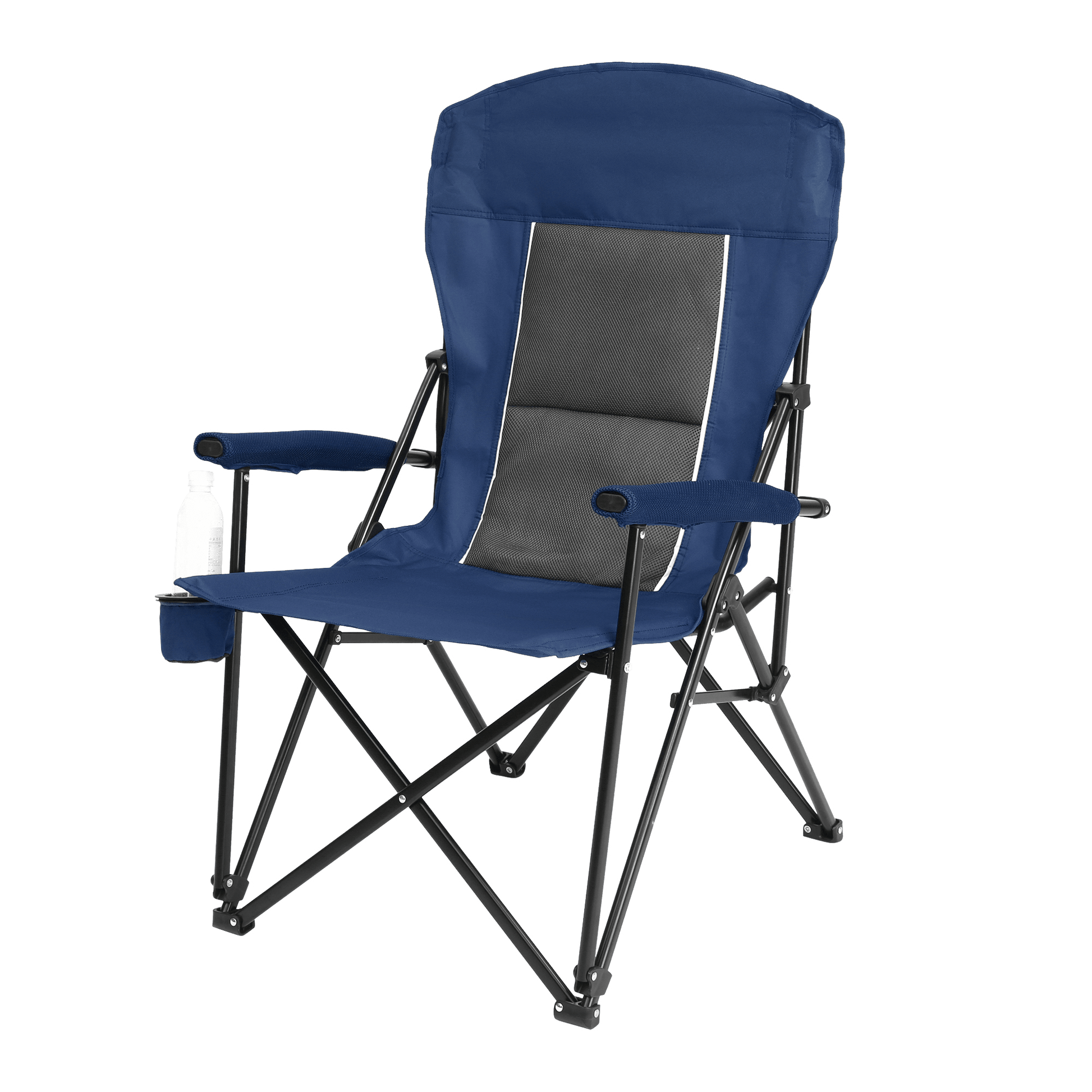 High Back Heavy Duty Lawn Chair Support 250LBS, Portable Collapsible Chair with Cup Holder - Navy blue - 1st Choice Furniture Direct
