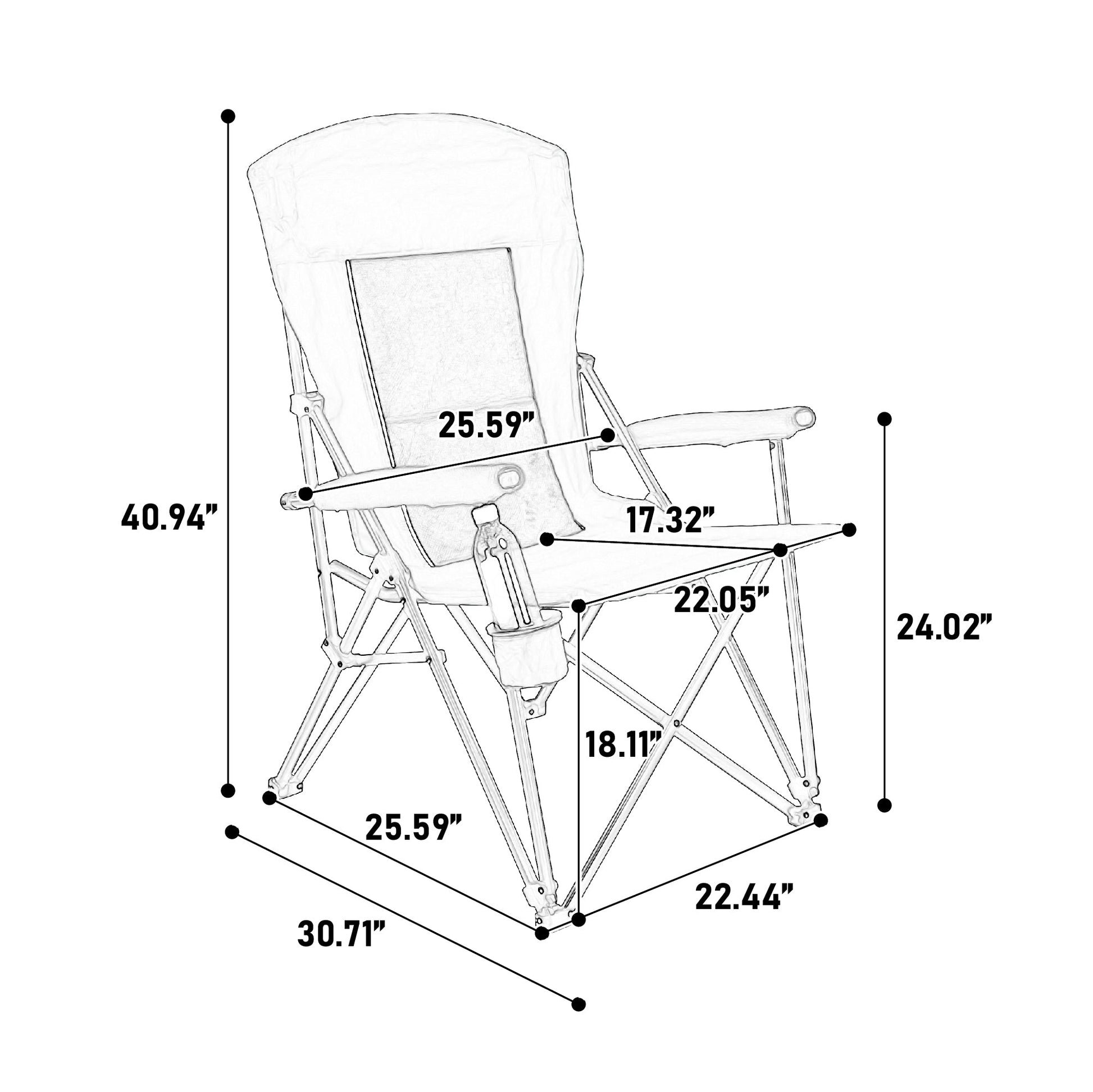High Back Heavy Duty Lawn Chair Support 250LBS, Portable Collapsible Chair with Cup Holder - Red - 1st Choice Furniture Direct