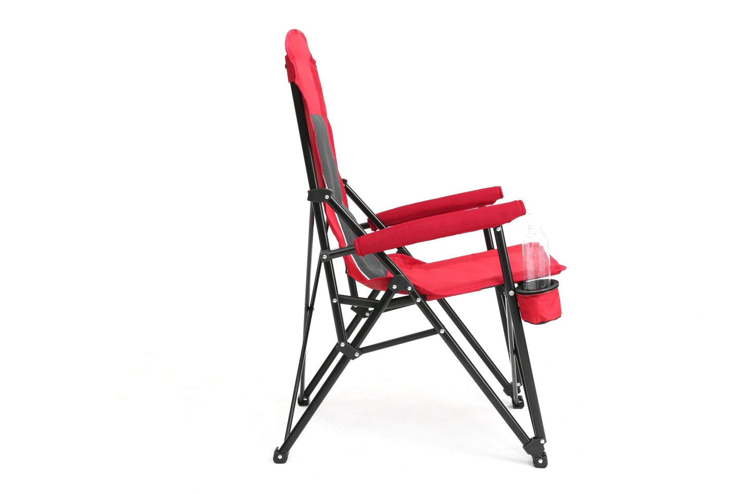 High Back Heavy Duty Lawn Chair Support 250LBS, Portable Collapsible Chair with Cup Holder - Red - 1st Choice Furniture Direct
