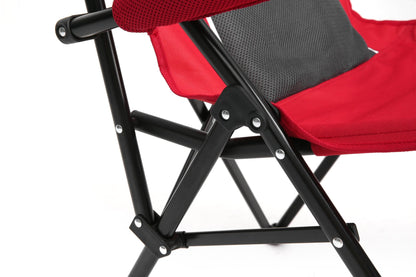 High Back Heavy Duty Lawn Chair Support 250LBS, Portable Collapsible Chair with Cup Holder - Red - 1st Choice Furniture Direct