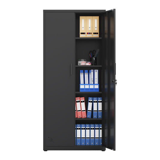 High Storage Cabinet with 2 Doors and 4 Partitions to Separate 5 Storage Spaces, Home/ Office Design - 1st Choice Furniture Direct