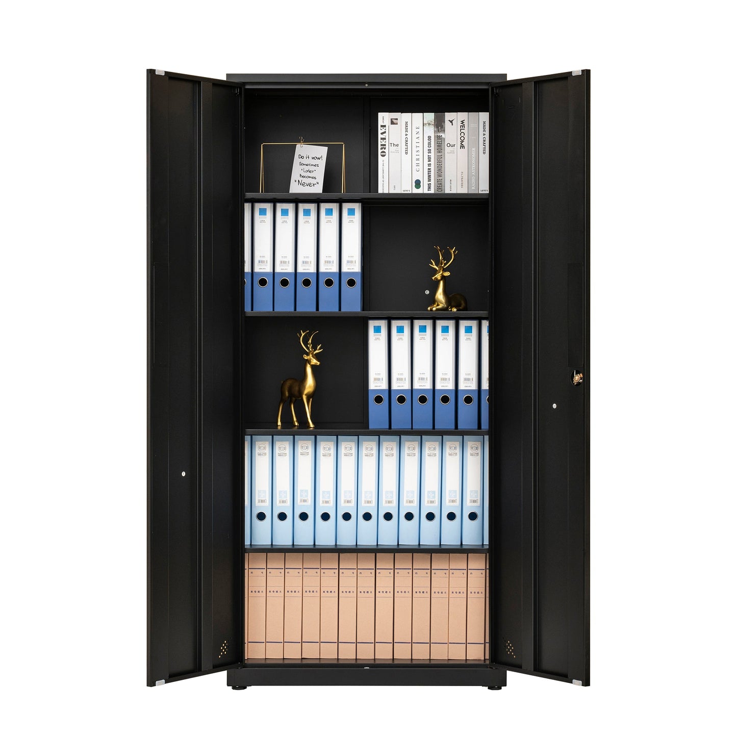 High Storage Cabinet with 2 Doors and 4 Partitions to Separate 5 Storage Spaces, Home/ Office Design - 1st Choice Furniture Direct