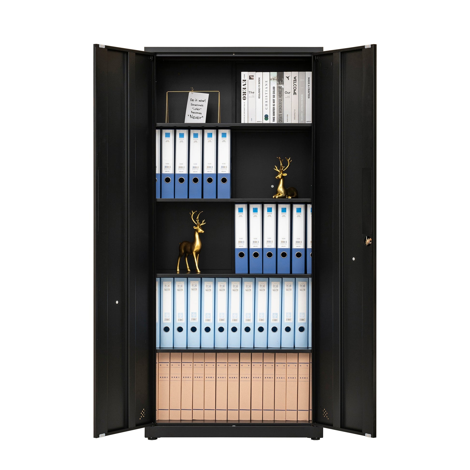 High Storage Cabinet with 2 Doors and 4 Partitions to Separate 5 Storage Spaces, Home/ Office Design - 1st Choice Furniture Direct