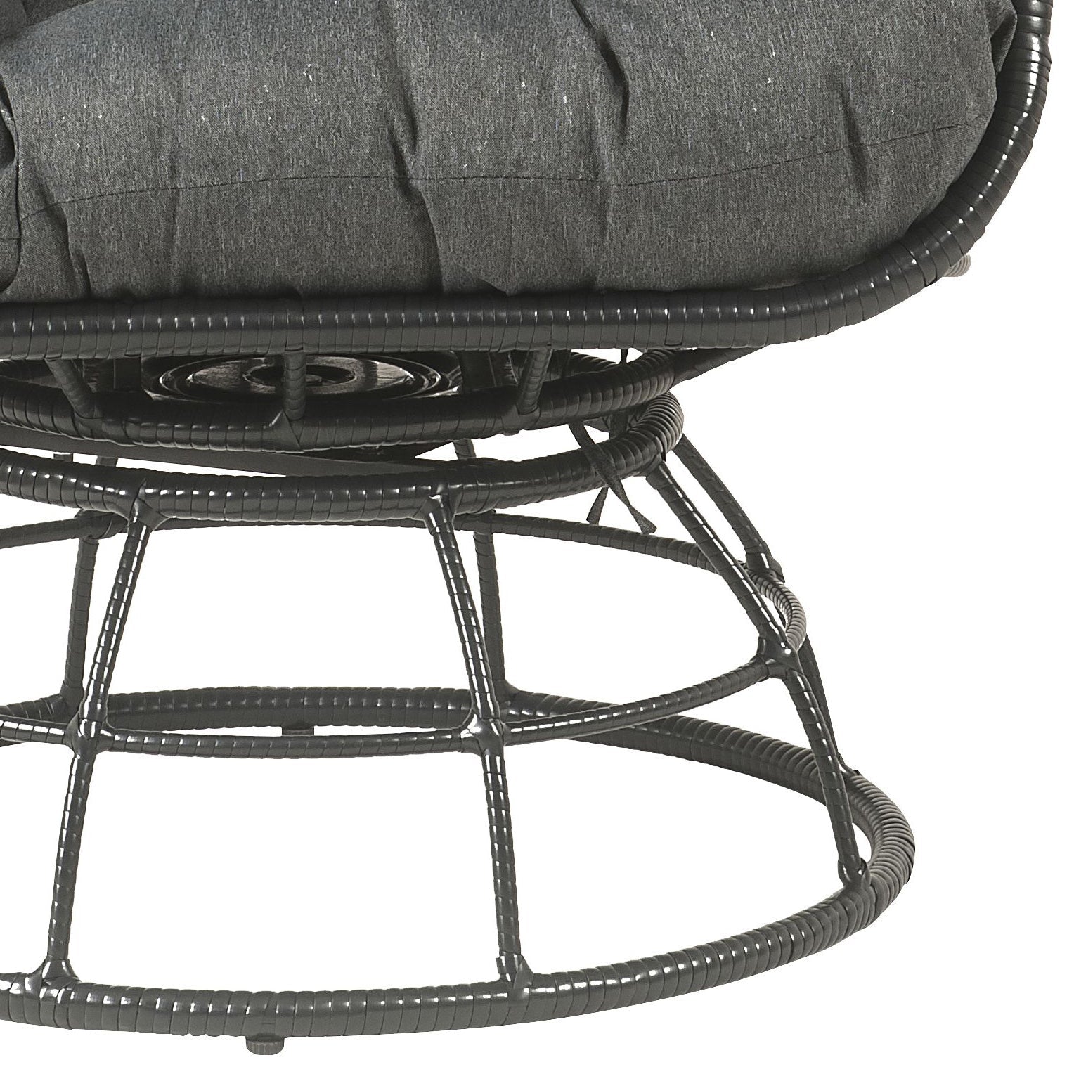 Hikre Clear Glass, Charcoal Fabric & Black Wicker Patio Lounge Chair & Side Table - 1st Choice Furniture Direct
