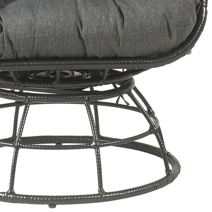 Hikre Clear Glass, Charcoal Fabric & Black Wicker Patio Lounge Chair & Side Table - 1st Choice Furniture Direct